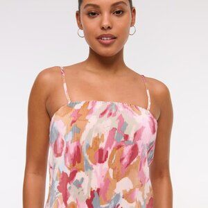 The A&F Giselle Pleat Release Midi Dress - Size Small - Pink Pattern